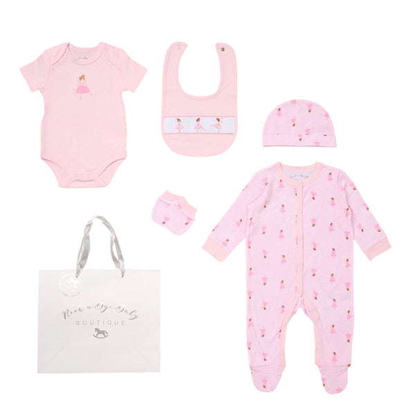 Babies Ballerina Girl Print 5PC Gift Set NB-6M