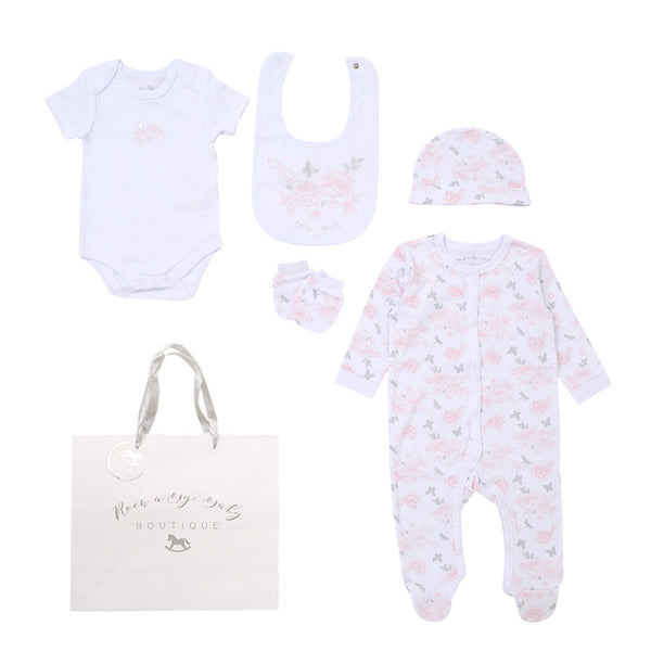 Babies Little Butterfly Print 5PC Gift Set NB-6M