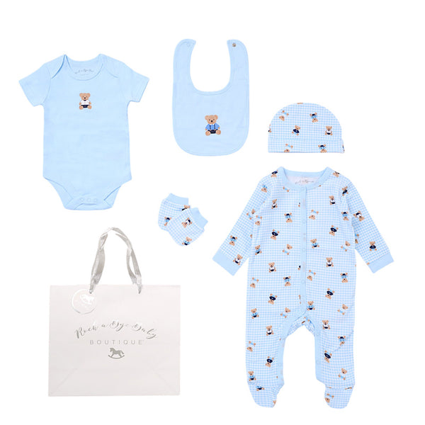Babies Teddy Bear Print 5PC Gift Set NB-6M