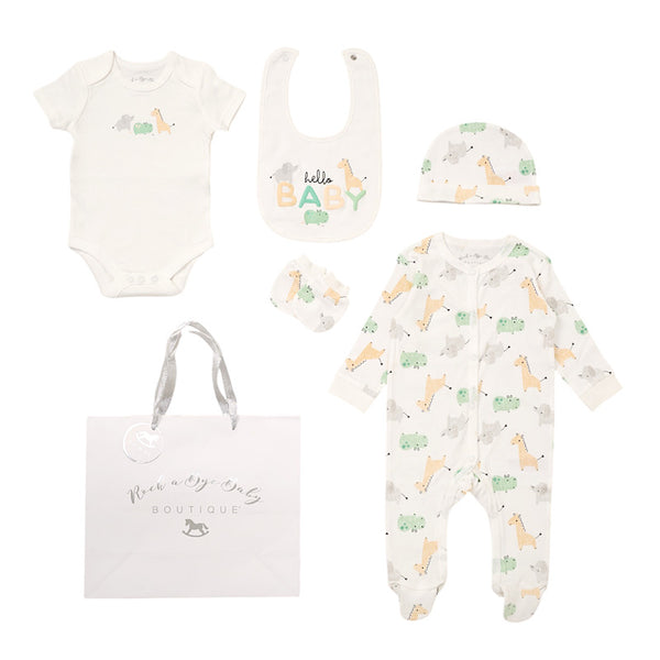 Babies Hello Baby Print 5PC Gift Set NB-6M