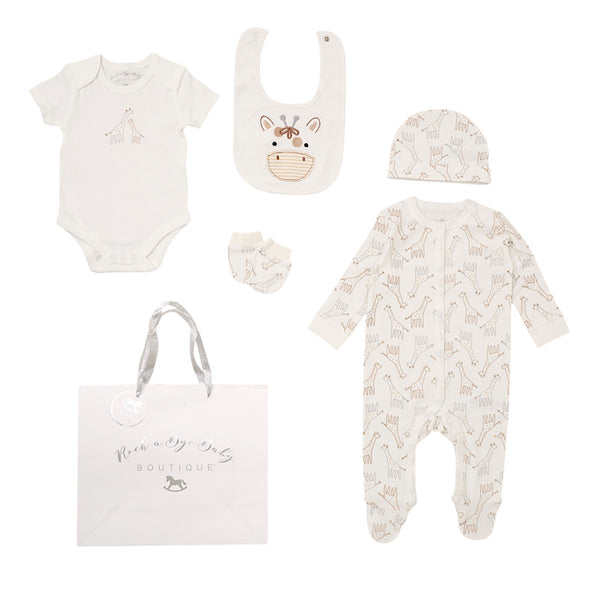 Babies Giraffe Motif Print 5PC Gift Set NB-6M