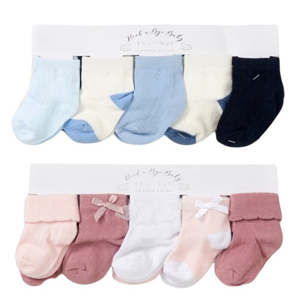 BABY 10 PACK RIBBED SOCKS (0-12 MONTHS) Boys/Girls