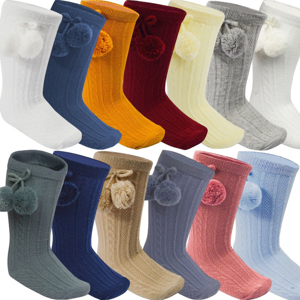 Knee High PomPom Socks 0-24M - SOFT TOUCH