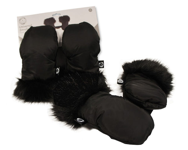 Baby Stroller/ Pram Gloves with Fur Trim and Magnets