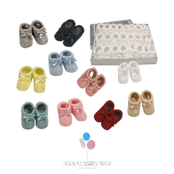 Knitted Baby Booties with Bow