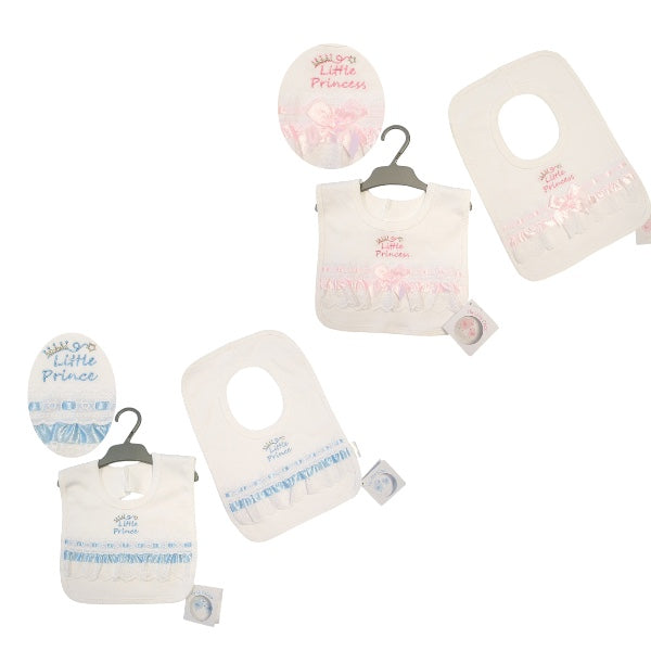 Baby Pop-Over Bibs with Lace - Little Prince