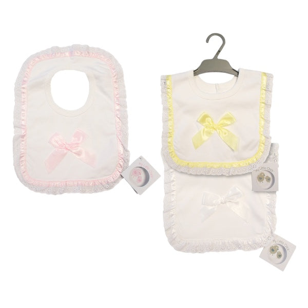 Baby Pop-Over Bibs with Lace Border and Bow