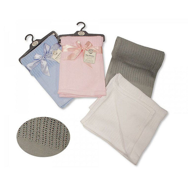 Baby Cellular Cotton Blanket with Plain Solid Panel