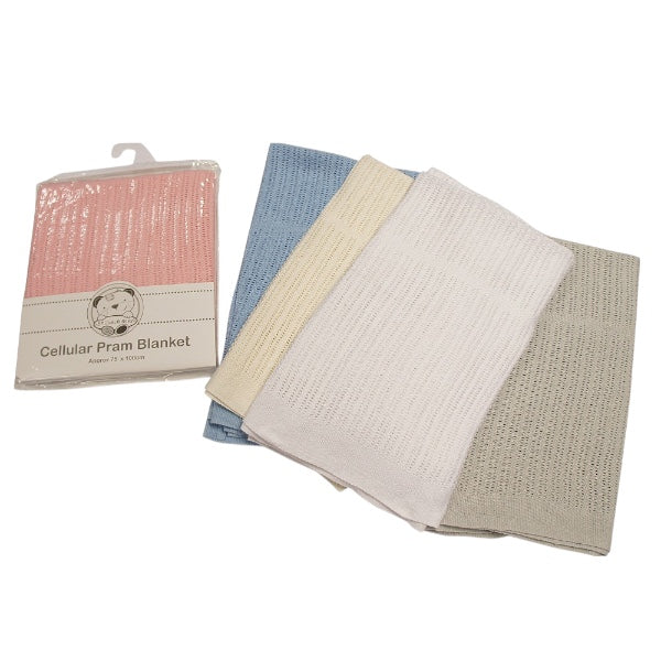 Cellular Pram Blanket - Cotton