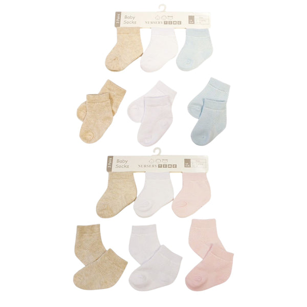 BABY 3 PAIR SOCKS 0-6m Boys & Girls