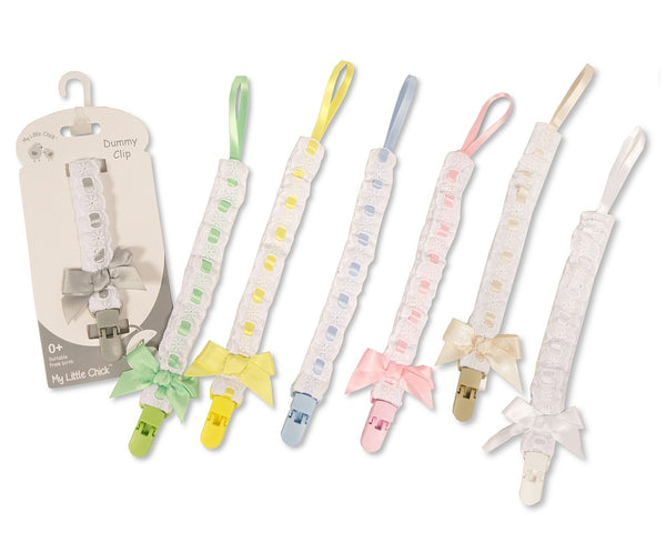 Baby Dummy Clip with Lace Band and Bow